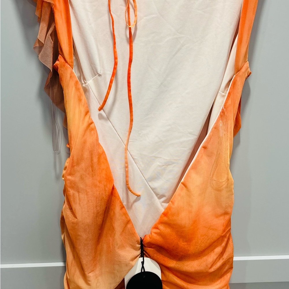 Mistress Rocks Ruffle Side Drape Mesh Minidress StretchSize Large Tall - Picture 10 of 10